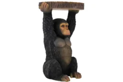 Runder Beistelltisch MONKEY 55cm schwarz grau Affen-Skulptur handmade