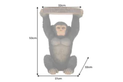 Runder Beistelltisch MONKEY 55cm schwarz grau Affen-Skulptur handmade