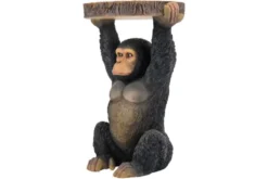Runder Beistelltisch MONKEY 55cm schwarz grau Affen-Skulptur handmade