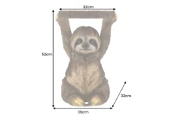 Runder Beistelltisch SLOTH 50cm grau braun Faultier-Skulptur handmade
