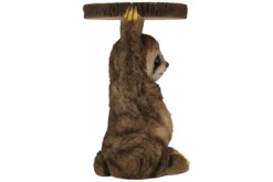 Runder Beistelltisch SLOTH 50cm grau braun Faultier-Skulptur handmade