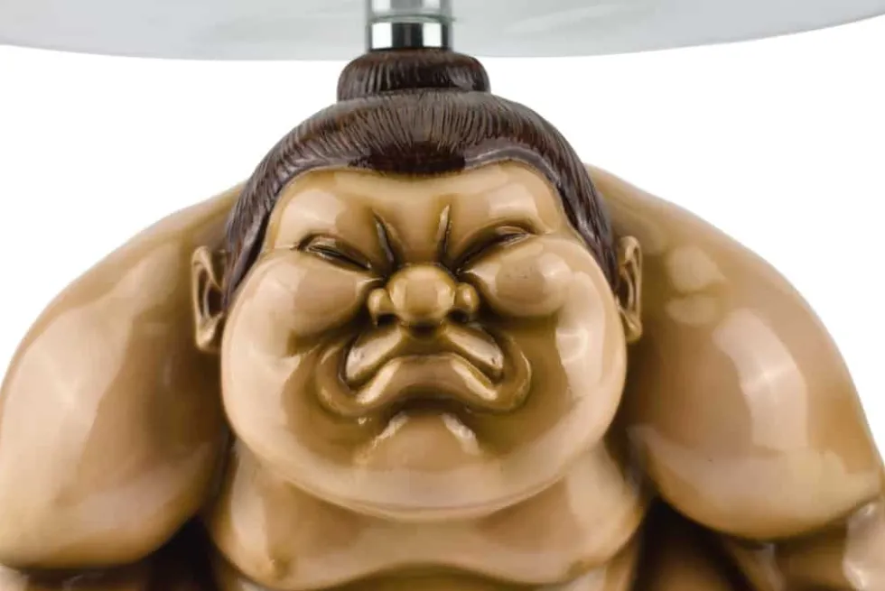Runder Beistelltisch SUMO 30cm natur beige Skulptur handmade