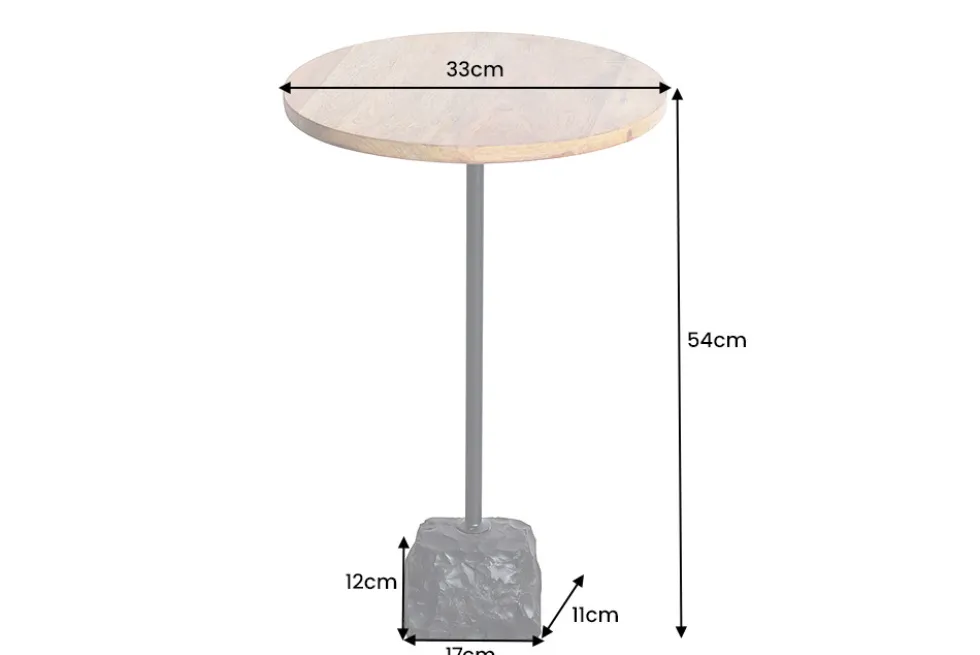 Runder Beistelltisch TRAYFUL 55cm natur Mangoholz Massivholz Marmorfuß Metall schwarz