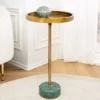 Runder Beistelltisch TRAYFUL 60cm messing antik Eisen grün Marmorfuß handmade