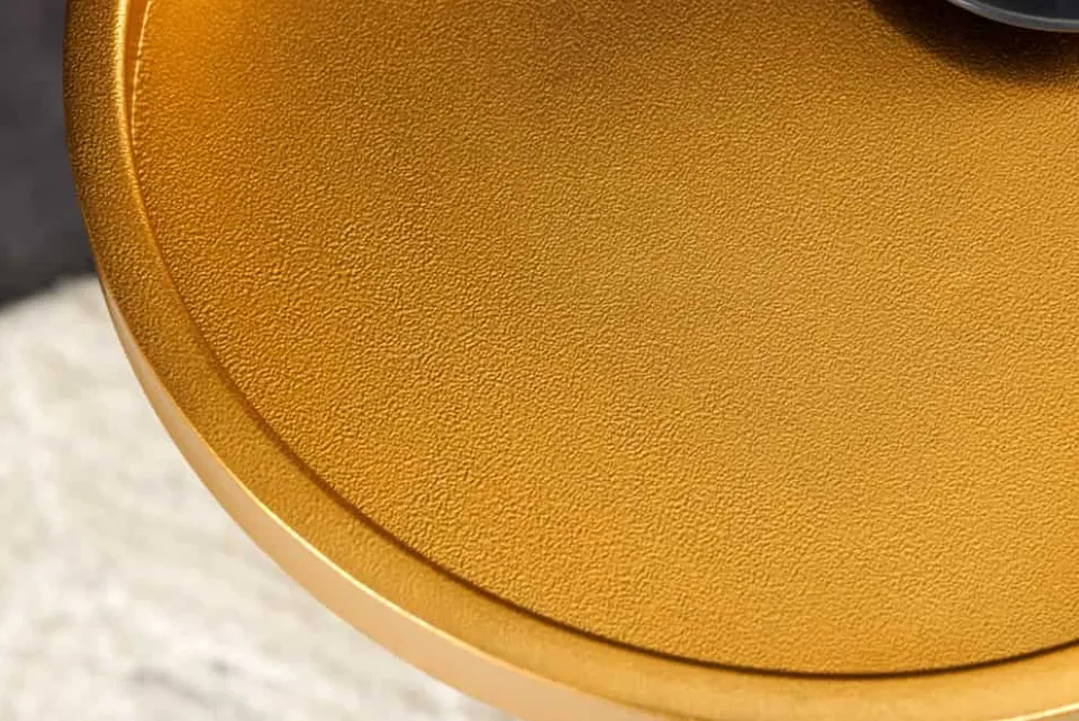 Runder Beistelltisch TRAYFUL 60cm gold Eisen weiß Marmorfuß handmade