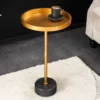 Runder Beistelltisch TRAYFUL 60cm gold Eisen schwarzer Marmorfuß handmade