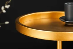 Runder Beistelltisch TRAYFUL 60cm gold Eisen schwarzer Marmorfuß handmade