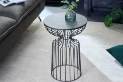 Runder Beistelltisch VARIATION 55cm schwarz Eisen Metallgestell handmade