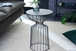 Runder Beistelltisch VARIATION 55cm schwarz Eisen Metallgestell handmade