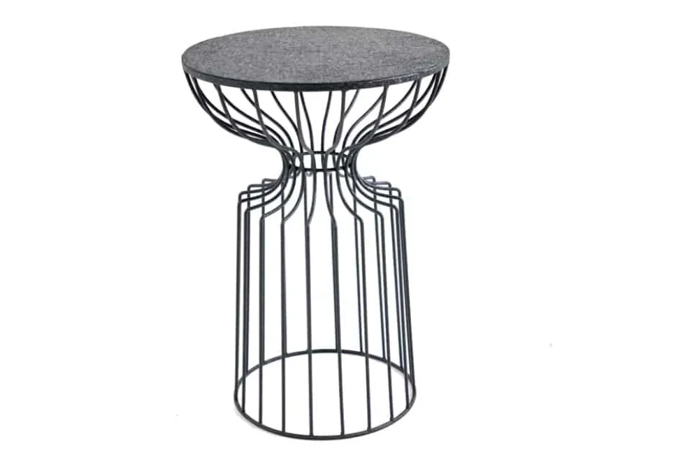 Runder Beistelltisch VARIATION 55cm schwarz Eisen Metallgestell handmade