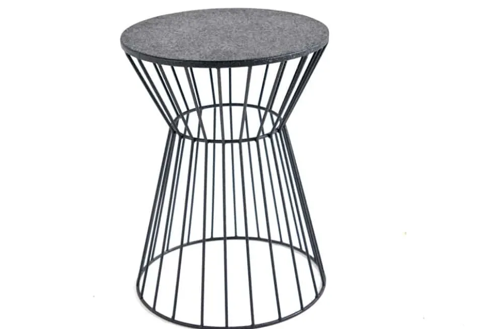 Runder Beistelltisch VARIATION 45cm schwarz Metallgestell Eisen handmade