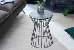 Runder Beistelltisch VARIATION 45cm schwarz Metallgestell Eisen handmade