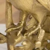 Runder Beistelltisch WILDLIFE PEACOCK 75cm gold antik weiß Metall Marmor Pfauen-Skulptur