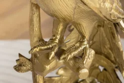 Runder Beistelltisch WILDLIFE PEACOCK 75cm gold antik weiß Metall Marmor Pfauen-Skulptur