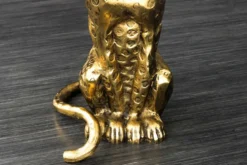 Runder Beistelltisch WILDLIFE PANTHER 60cm gold antik Metall Glas Skulptur handmade