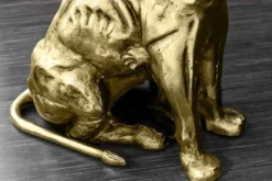 Runder Beistelltisch WILDLIFE LION 60cm gold antik Metall Glas Löwen Skulptur