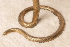 Runder Beistelltisch WILDLIFE SNAKE 65cm kupfer antik Metall Glas handmade