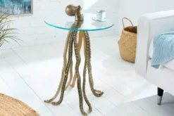 Runder Beistelltisch WILDLIFE OCTOPUS 70cm messing gold Metall Glas Skulptur handmade