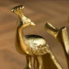 Runder Beistelltisch WILDLIFE PEACOCK 60cm gold Glasplatte Metall Pfauen-Skulptur