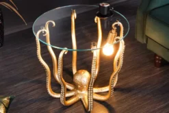 Runder Beistelltisch WILDLIFE OCTOPUS 50cm gold Skulptur Glas