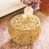 Runder Couchtisch ABSTRACT LEAF 50cm gold Metall filigrane Handarbeit Vintage Design