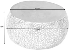 Runder Couchtisch ABSTRACT LEAF 75cm silber antik Metall filigrane Handarbeit