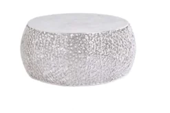 Runder Couchtisch ABSTRACT LEAF 75cm silber antik Metall filigrane Handarbeit