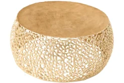 Runder Couchtisch ABSTRACT LEAF 75cm gold Metall filigrane Handarbeit Vintage Design