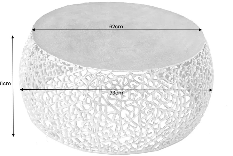 Runder Couchtisch ABSTRACT LEAF 75cm gold Metall filigrane Handarbeit Vintage Design