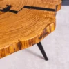Runder Couchtisch ARBOR 65cm natur Eiche Massivholz schwarz Metall Beistelltisch