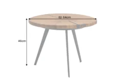 Runder Couchtisch ARBOR 65cm natur Eiche Massivholz schwarz Metall Beistelltisch