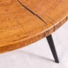Runder Couchtisch ARBOR 75cm natur Eiche Massivholz schwarz Metall Beistelltisch