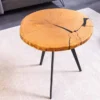 Runder Couchtisch ARBOR 55cm natur Eiche Massivholz schwarz Metall Beistelltisch