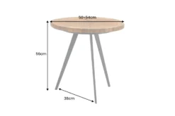 Runder Couchtisch ARBOR 55cm natur Eiche Massivholz schwarz Metall Beistelltisch