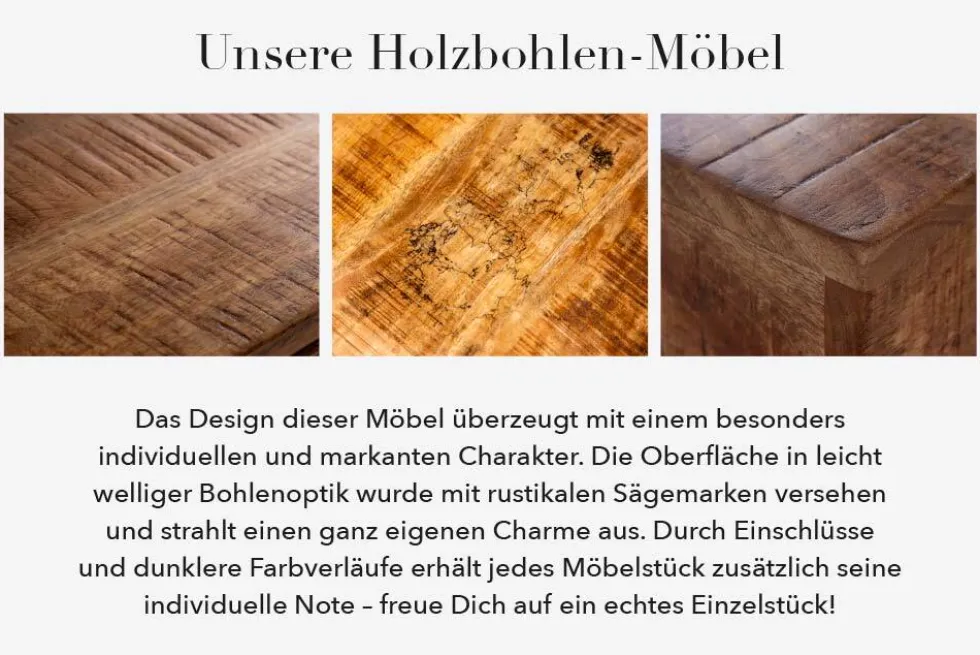 Runder Couchtisch DRUMP STORAGE 70cm natur silber Mangoholz mit Stauraum handmade Industrial