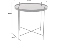 Runder Couchtisch ELEGANCE 45cm anthrazit Glas schwarz Metallgestell