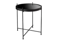 Runder Couchtisch ELEGANCE 45cm anthrazit Glas schwarz Metallgestell