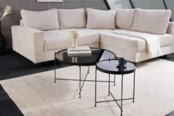 Runder Couchtisch ELEGANCE 45cm anthrazit Glas schwarz Metallgestell