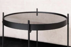 Runder Couchtisch ELEGANCE 45cm anthrazit Glas schwarz Metallgestell