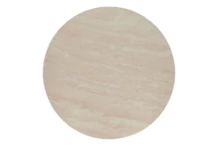 Runder Couchtisch ENSO 80cm champagner greige Travertin Keramik Walnussholz