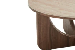 Runder Couchtisch ENSO 80cm champagner greige Travertin Keramik Walnussholz