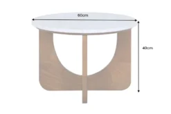 Runder Couchtisch ENSO 60cm weiß Marmor braun massiv Mangoholz