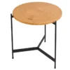 Runder Couchtisch FUSION 50cm Baumscheibe Eiche schwarz Metall Beistelltisch