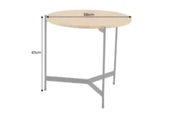 Runder Couchtisch FUSION 50cm Baumscheibe Eiche schwarz Metall Beistelltisch
