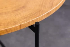 Runder Couchtisch FUSION 50cm Baumscheibe Eiche schwarz Metall Beistelltisch