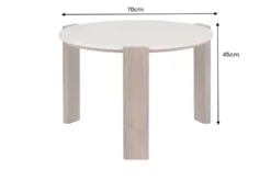 Runder Couchtisch GATSBY 70cm braun Mangoholz mit echtem Travertin