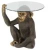 Runder Couchtisch KING APE 65cm schwarz gold Glas Affenfigur handmade