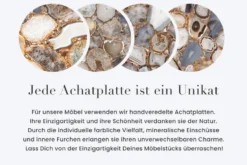 Runder Couchtisch NOBLE 65cm Edelstein Achat abnehmbare Tischplatte goldenes Metallgestell