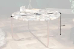 Runder Couchtisch NOBLE 65cm Edelstein Achat abnehmbare Tischplatte goldenes Metallgestell