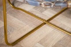 Runder Couchtisch NOBLE 65cm Edelstein Achat abnehmbare Tischplatte goldenes Metallgestell